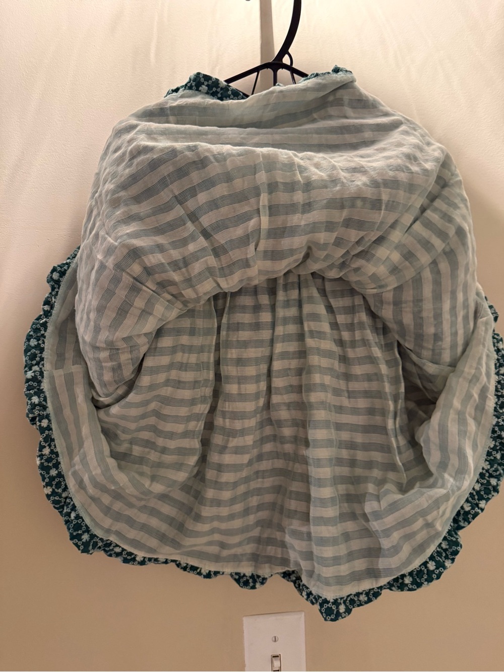 Buru Green and White Floral Smocked Mini Flare Bubble Skirt M Embroidered - Picture 4 of 9